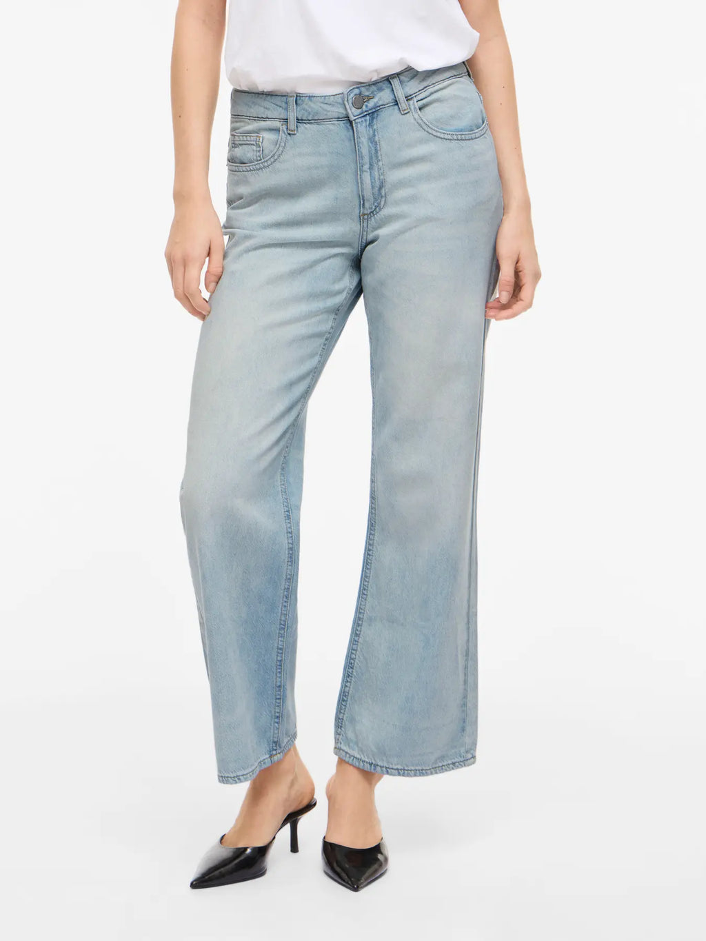 Jeans mujer VILA tiro medio corte recto ancho