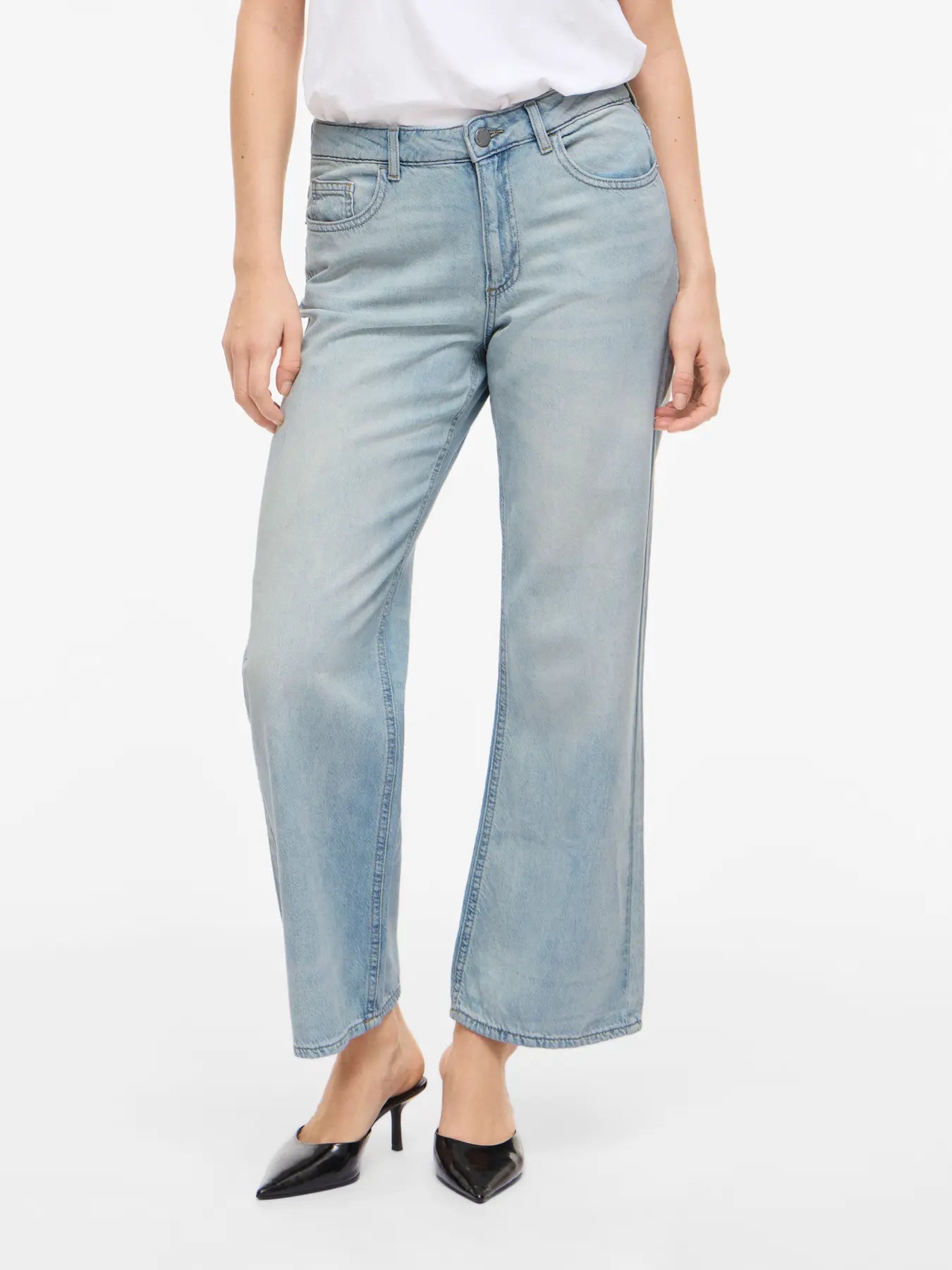 Jeans mujer VILA tiro medio corte recto ancho