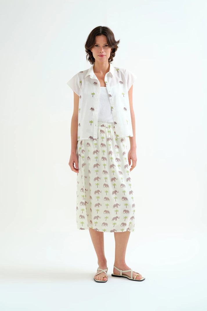 Camisa abierta estampado elefantes y palmeras algodón Compañía Fantástica