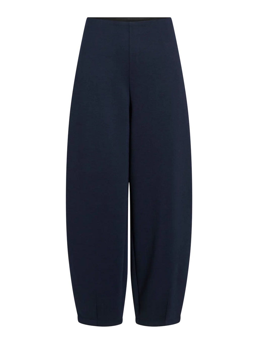Pantalón barrel azul marino de mujer Vila de tiro alto y pierna curva, vista frontal