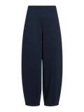 Pantalón barrel azul marino de mujer Vila de tiro alto y pierna curva, vista frontal