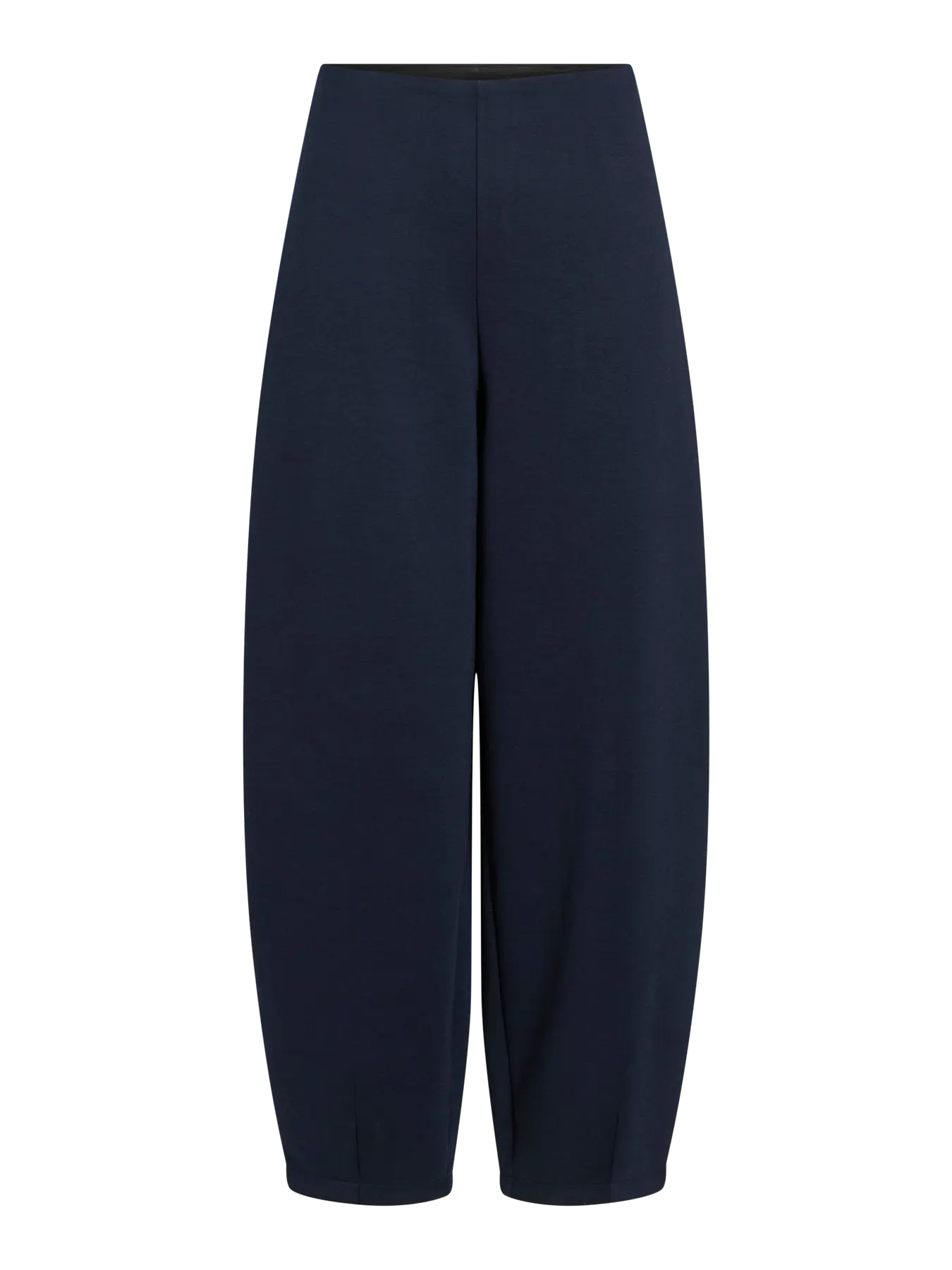 Pantalón barrel azul marino de mujer Vila de tiro alto y pierna curva, vista frontal