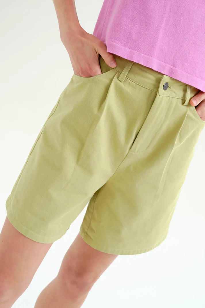 Shorts verdes algodón tiro alto mujer Compañía Fantástica
