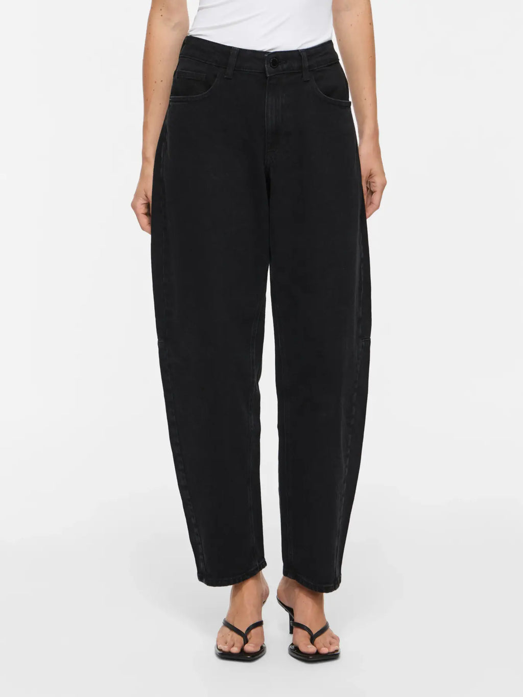 jeans barrel negro vila tiro alto cotton grey