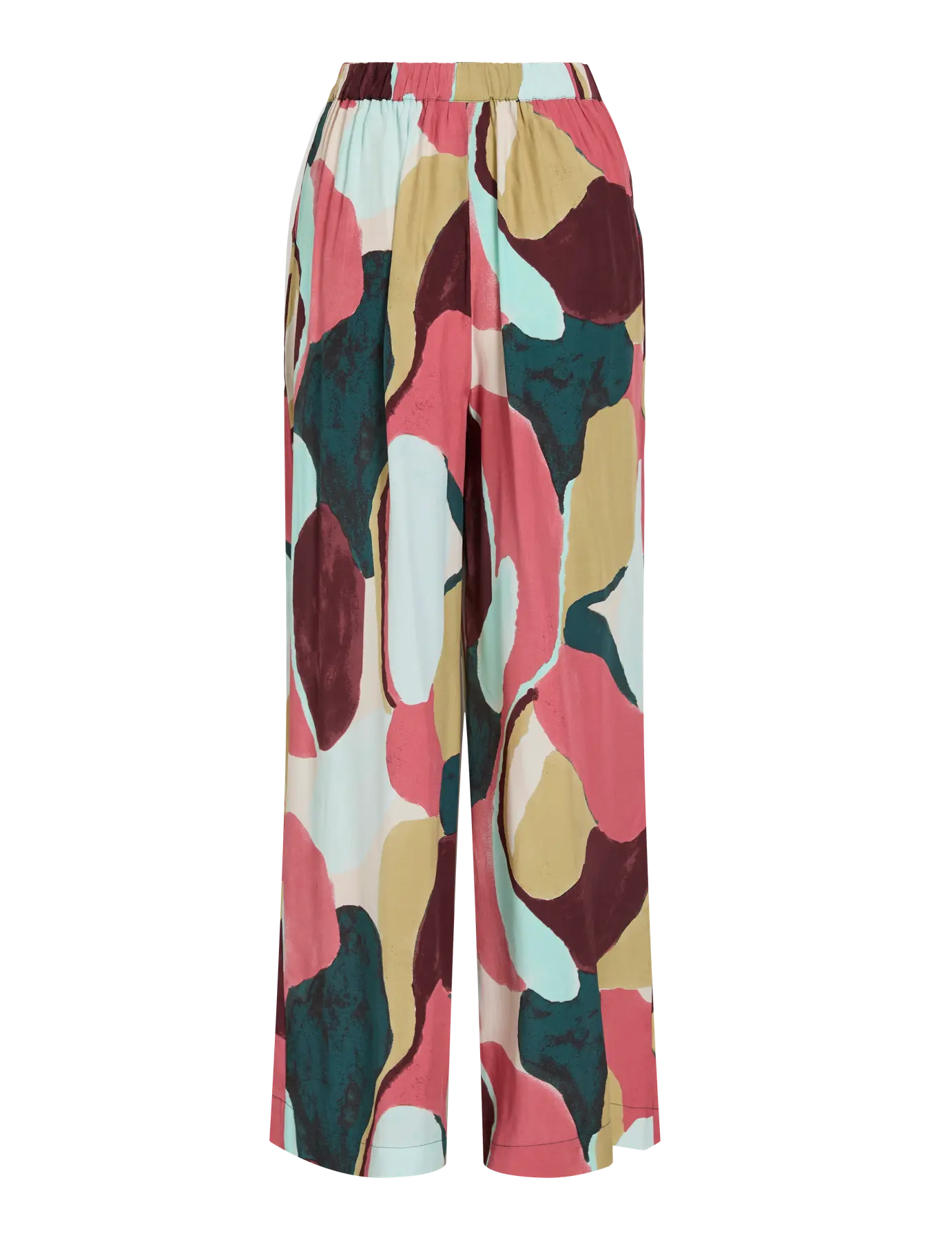 pantalón estampado pernera ancha Vila cintura elástica vista trasera