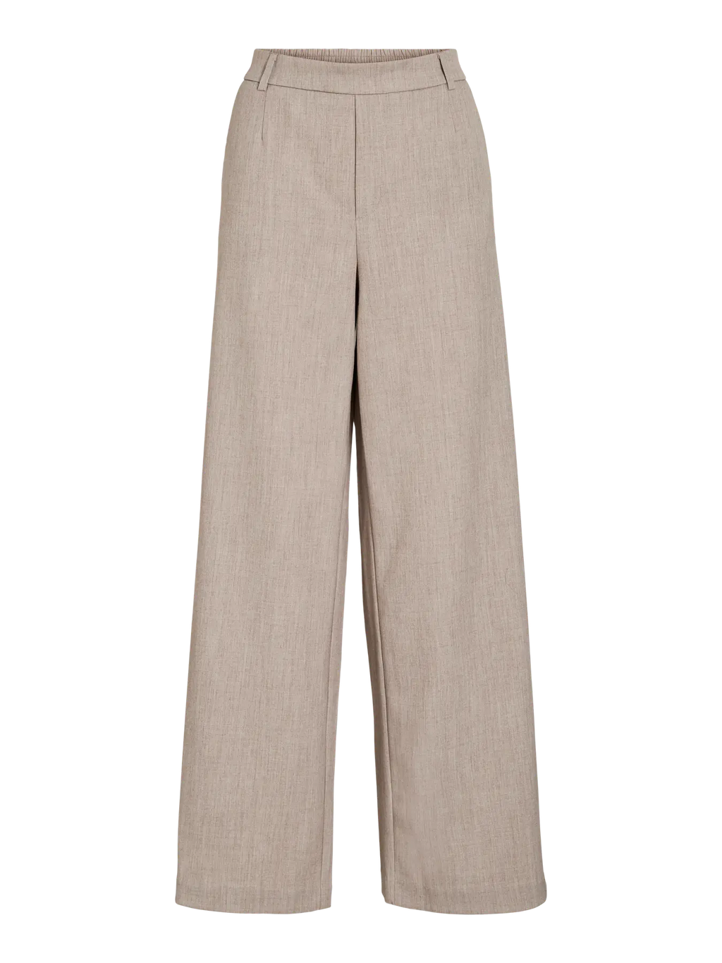 Pantalón Varone beige VILA de tiro alto y pernera ancha visto de frente