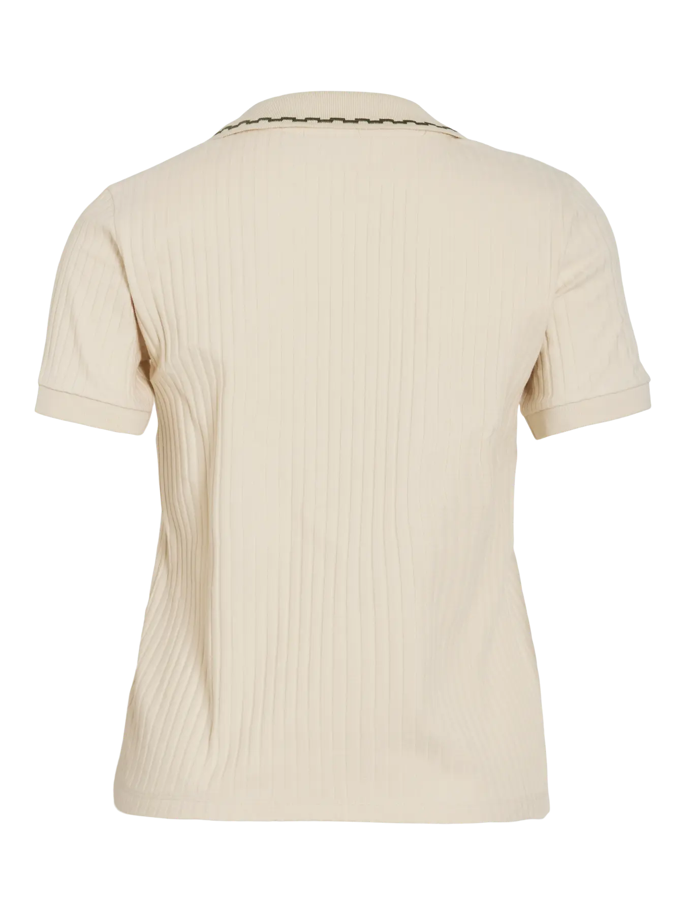 Vista trasera polo beige canalé Vila nueva coleccion en cotton grey