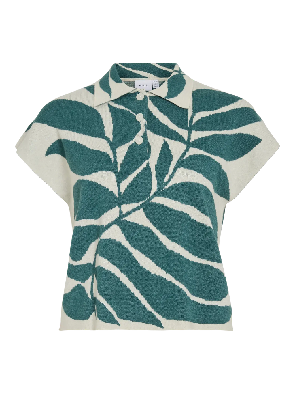Polo de punto estampado tropical verde Vila mujer