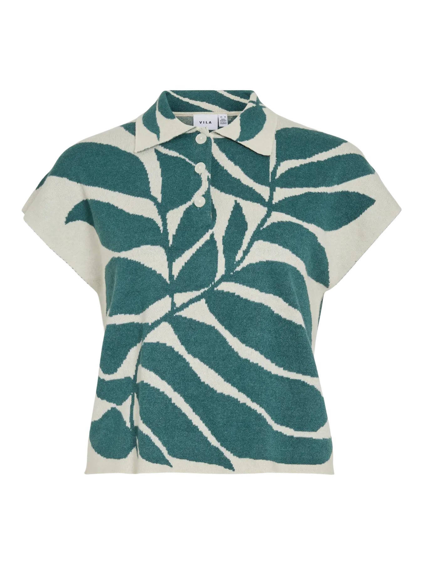 Polo de punto estampado tropical verde Vila mujer