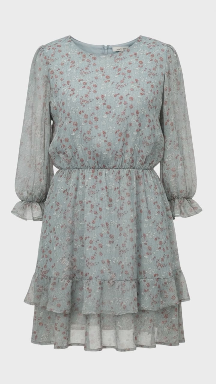 Video 360 vestido vaporoso Maggie Sweet azul flores pequeñas