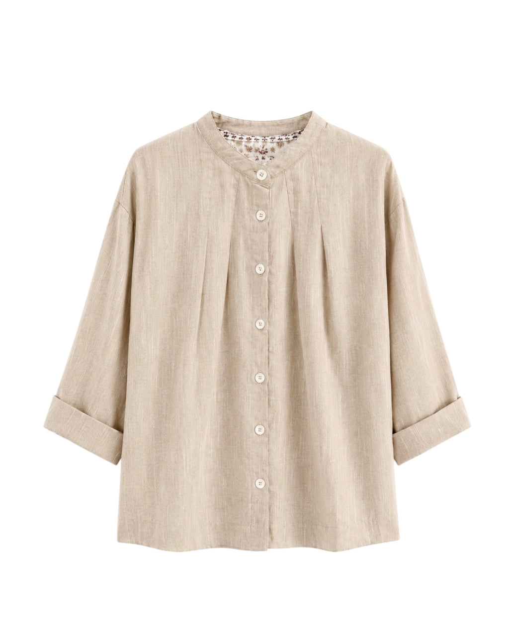 Sobrecamisa Arlet beige de lino para mujer.