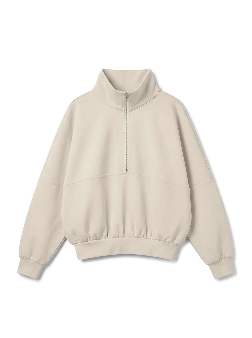 Sudadera beige oversize Vila con cuello alto y cremallera