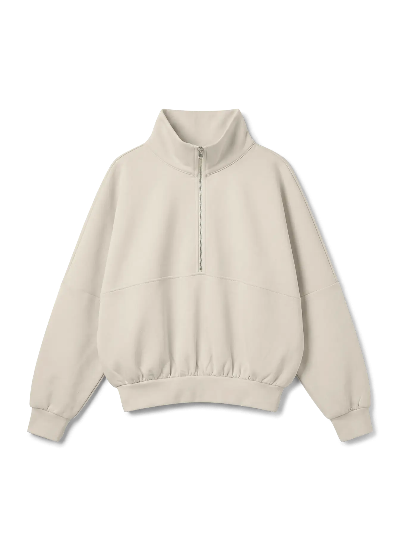 Sudadera beige oversize Vila con cuello alto y cremallera
