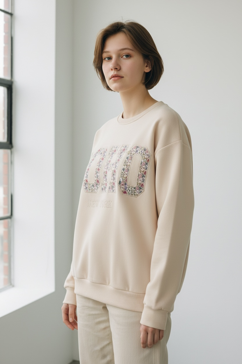 look Sudadera rosa pastel Soho en estampado floral nueva coleccion cotton grey