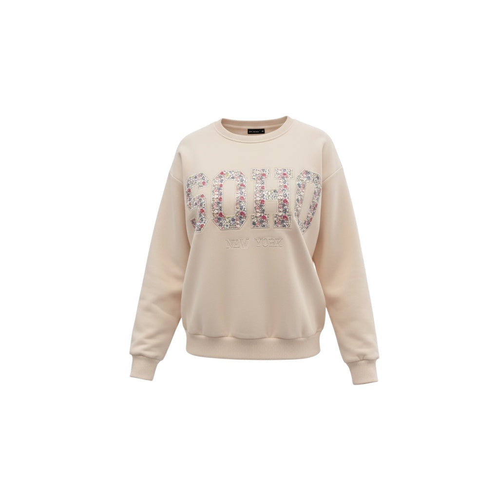 Sudadera rosa pastel Soho en estampado floral nueva coleccion cotton grey