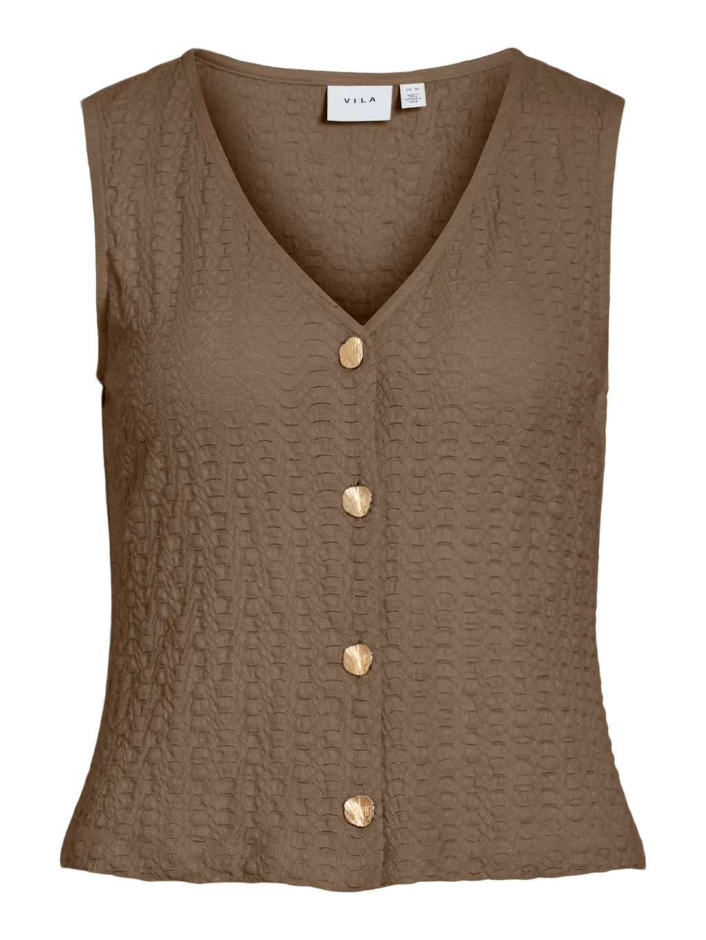 Top marrón textura botones metálicos Cotton Grey Asturias