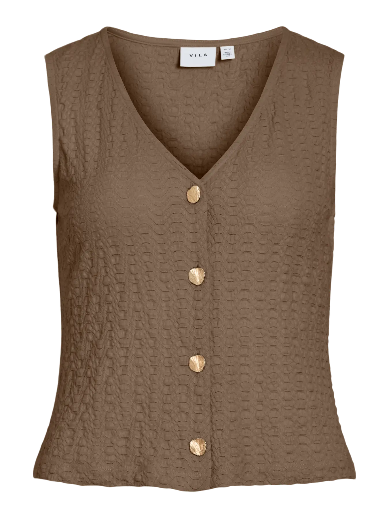 Top marrón textura botones metálicos Cotton Grey Asturias
