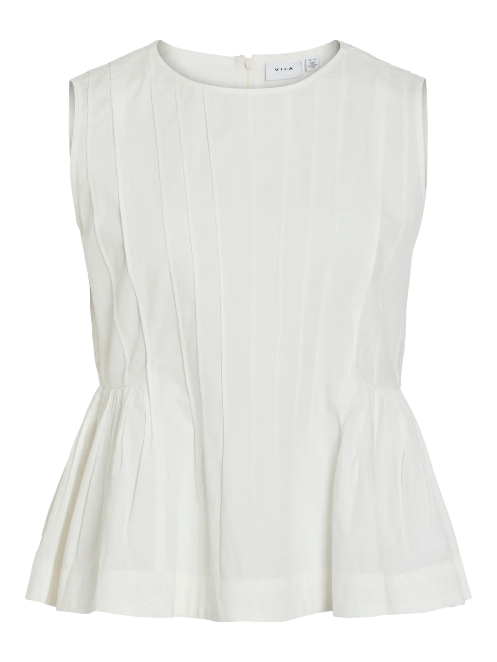 top blanco sin mangas vila con pinzas delanteras y volante bajo mujer Cotton Grey Piedras Blancas Asturias