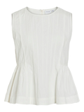 top blanco sin mangas vila con pinzas delanteras y volante bajo mujer Cotton Grey Piedras Blancas Asturias