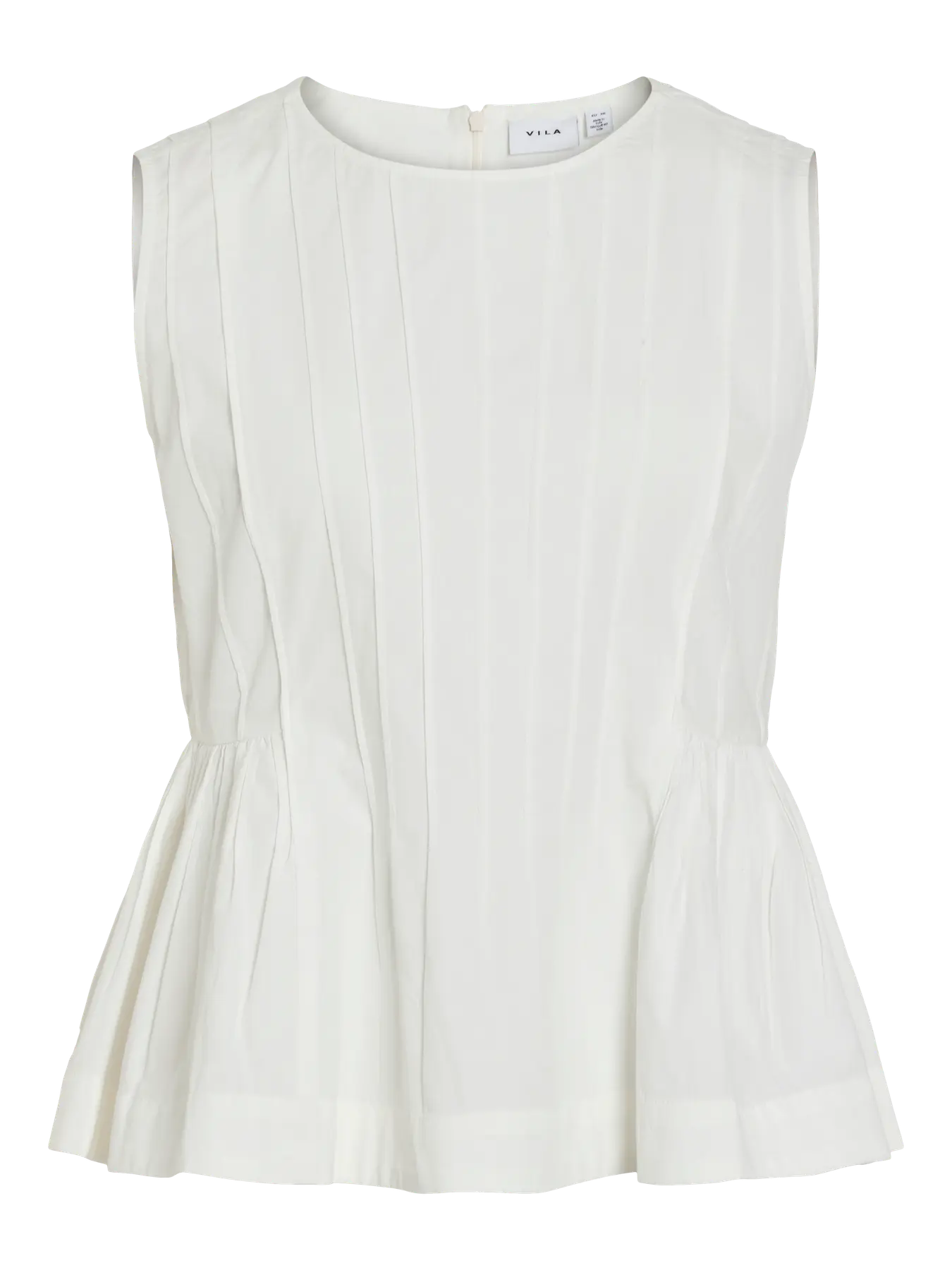 top blanco sin mangas vila con pinzas delanteras y volante bajo mujer Cotton Grey Piedras Blancas Asturias
