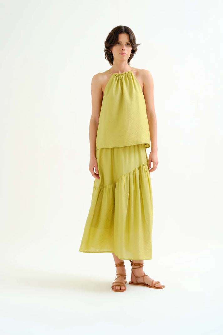 conjunto Top verde elegante lazada espalda con falda Cotton Grey Asturias