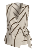 top pareo beige con estampado organico marron vila moda mujer