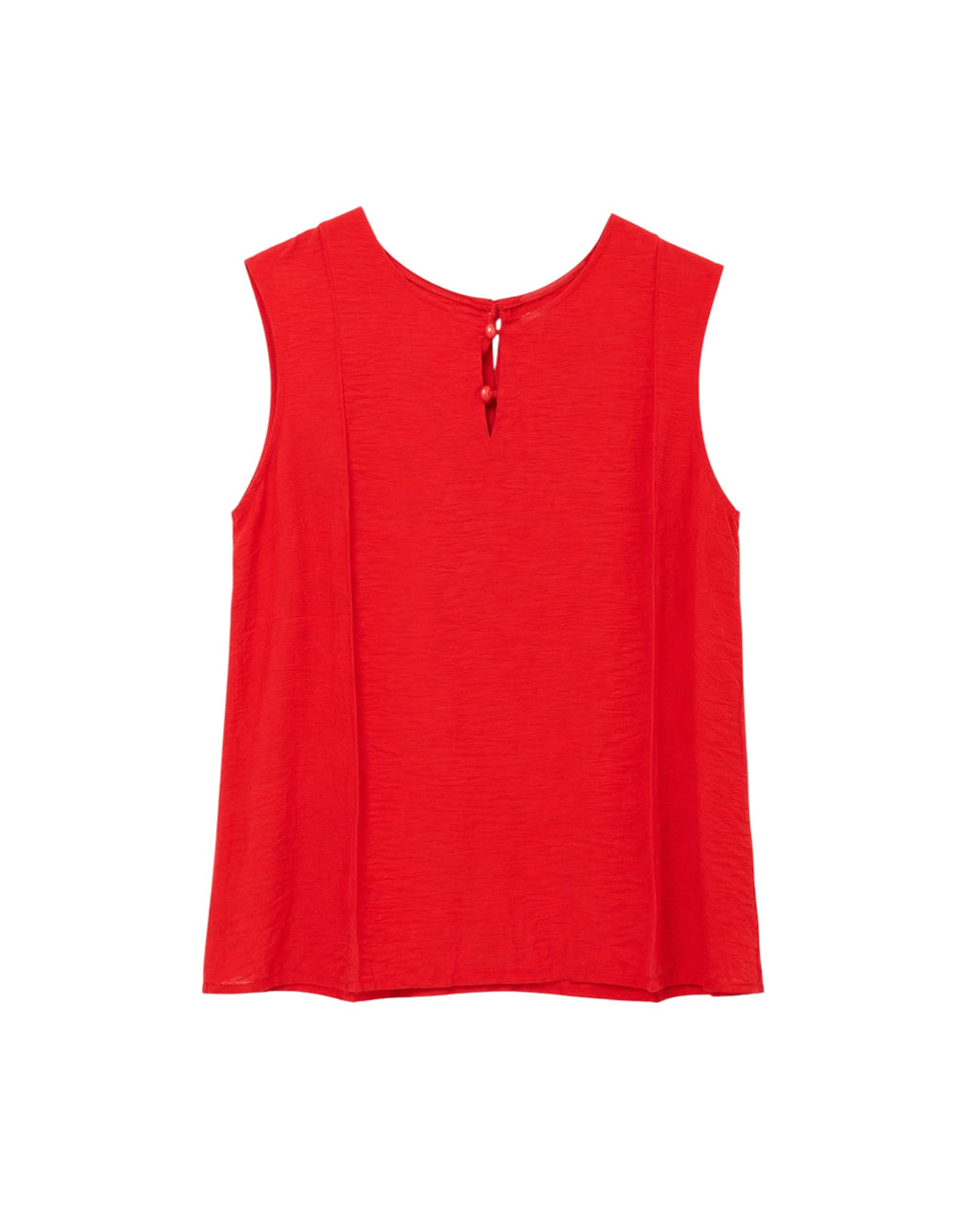 Top Nara rojo sin mangas con cuello redondo.