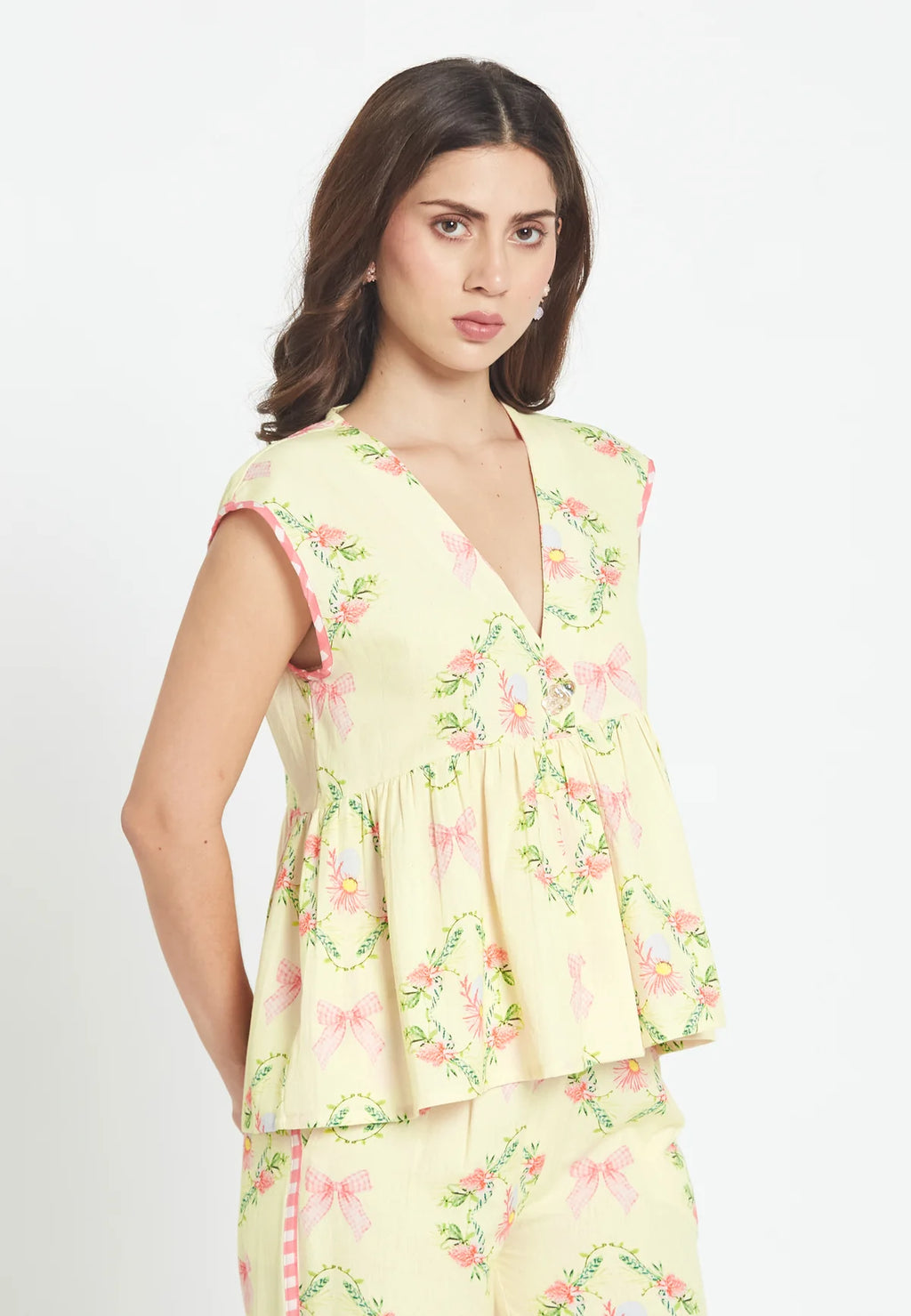 top floral amarillo volante be sunset