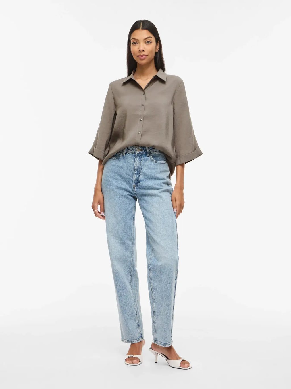 look completo Camisa oversize gris plata vila nueva coleccion Cotton grey