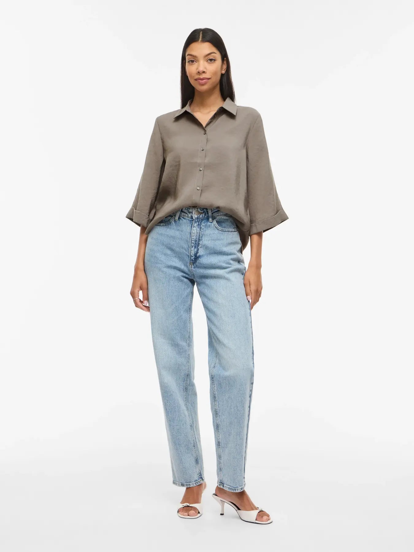 look completo Camisa oversize gris plata vila nueva coleccion Cotton grey
