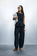 pantalón negro raya diplomática globo vila conjunto mujer Cotton Grey Piedras Blancas Asturias