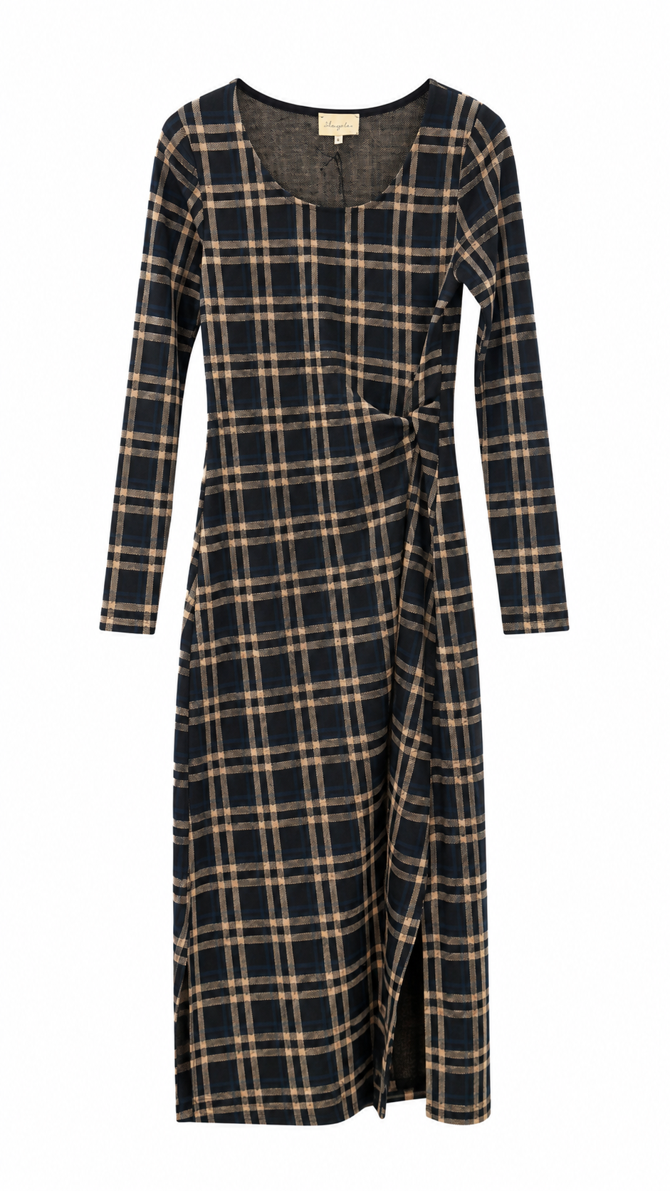 vestido con frunce en la cintura ajustado cuadro escocés Lola Espeleta