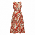 Vestido midi floral Maggie sweet cuello redondo sin mangas y ajustado en cintura