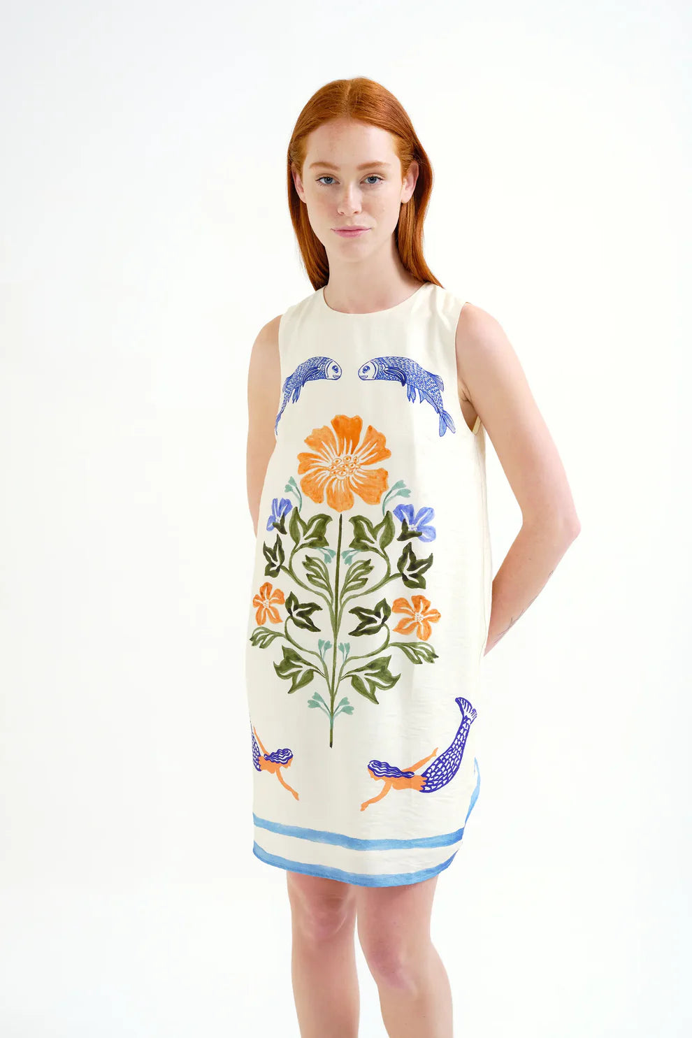 Vestido Little Palm & Mermaid de Compañía Fantástica estampado tropical frontal
