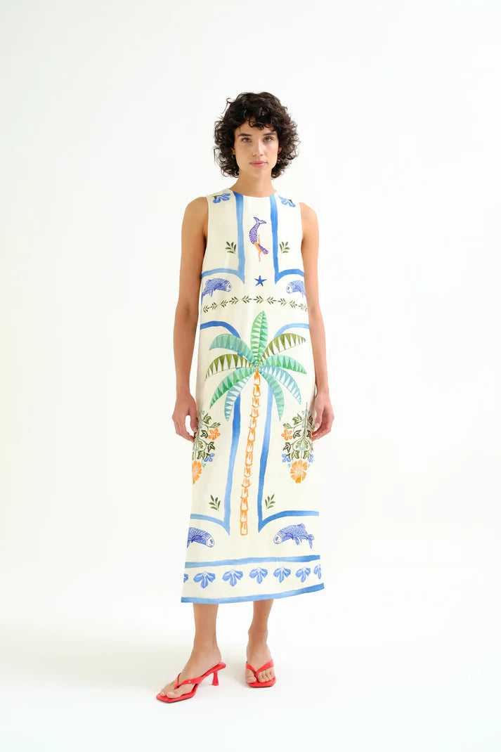 Vestido largo estampado exclusivo Compañía Fantástica Piedras Blancas