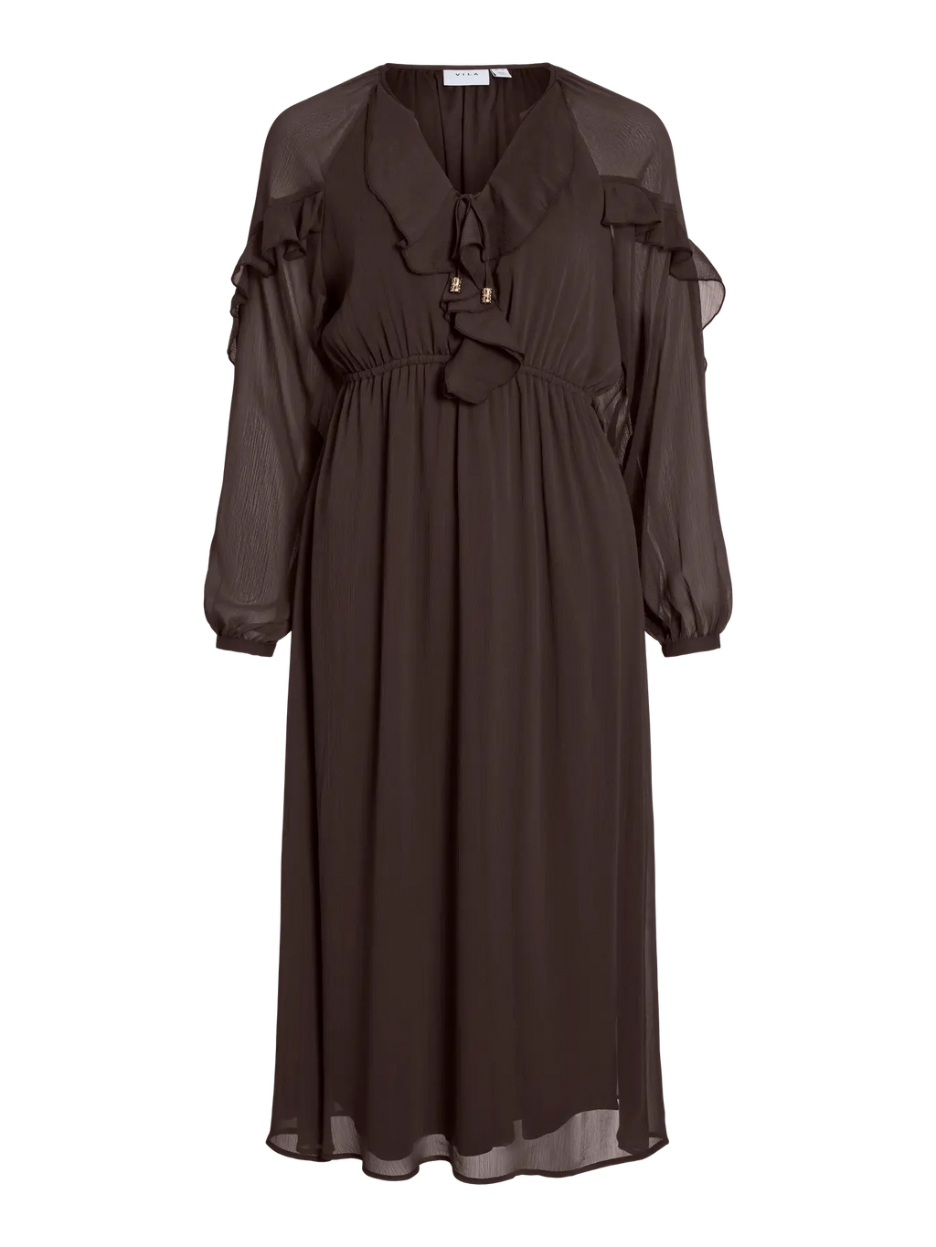 vestido largo fluido marrón Vila parte trasera tienda Cotton Grey Piedras Blancas Asturias ropa mujer