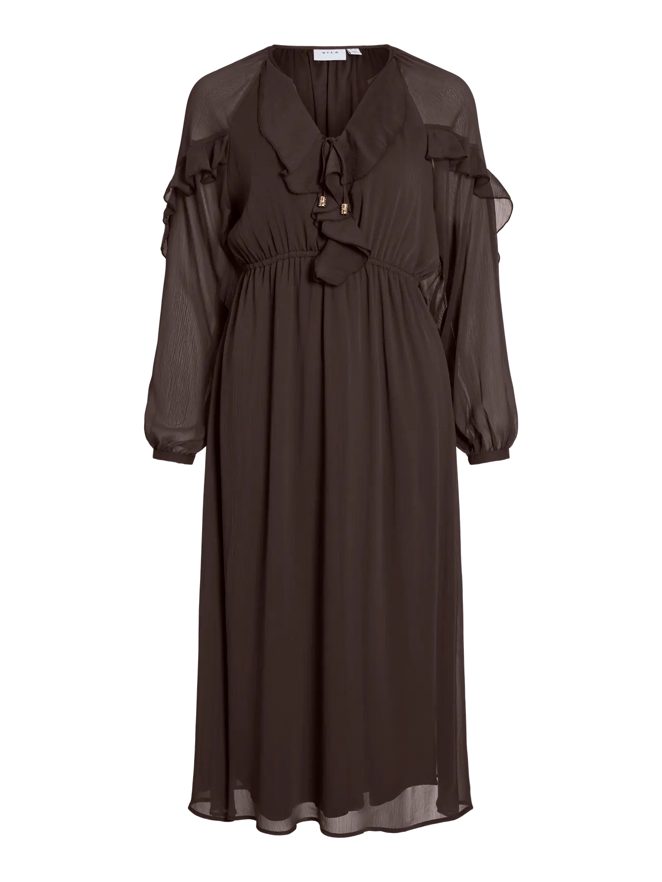 vestido largo fluido marrón Vila parte trasera tienda Cotton Grey Piedras Blancas Asturias ropa mujer