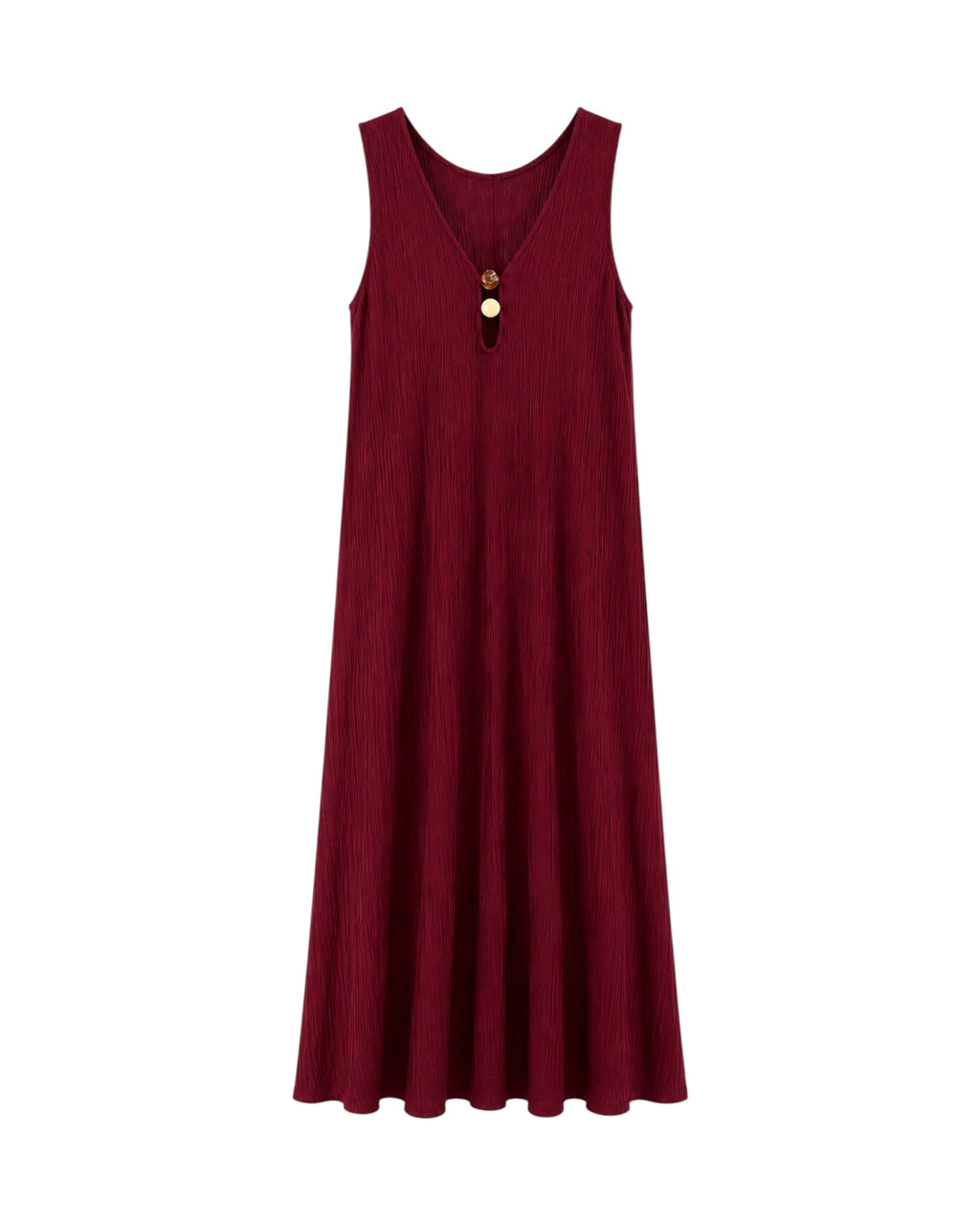 Vestido Noa granate de corte fluido sin mangas.