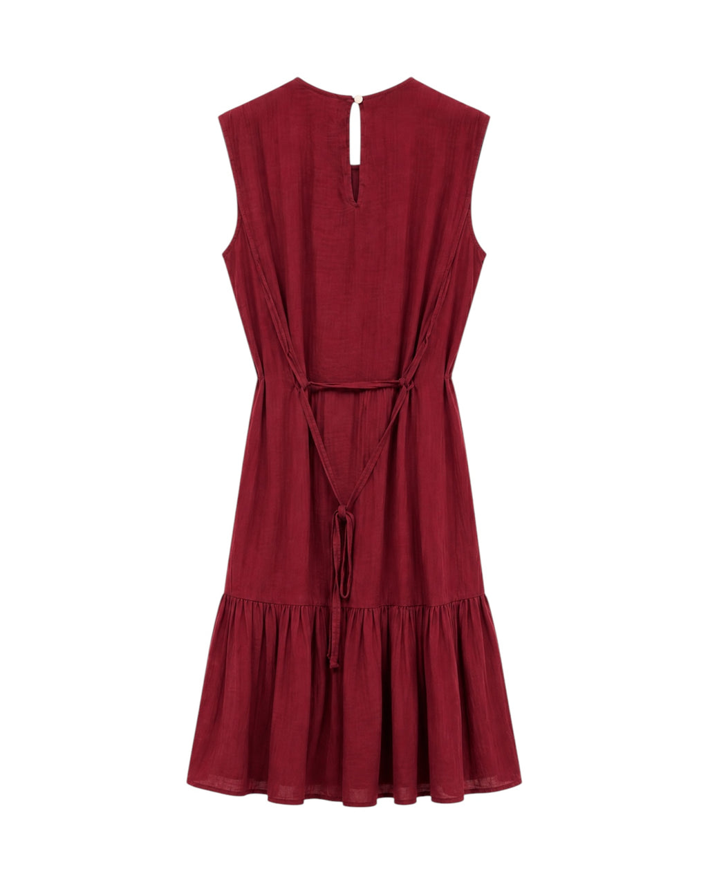 Parte trasera del Vestido Lía con cinturón para ajustar la cintura.