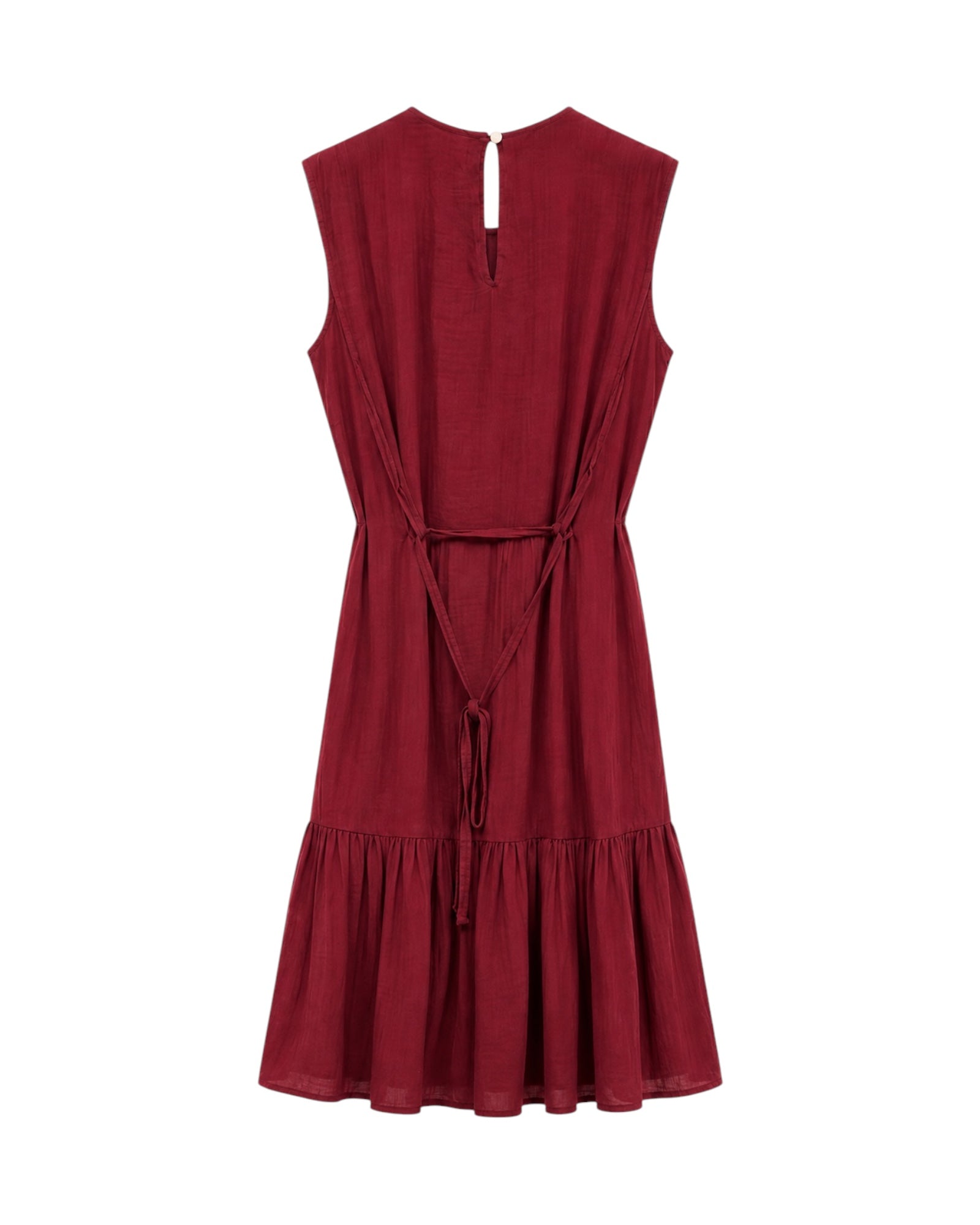 Parte trasera del Vestido Lía con cinturón para ajustar la cintura.