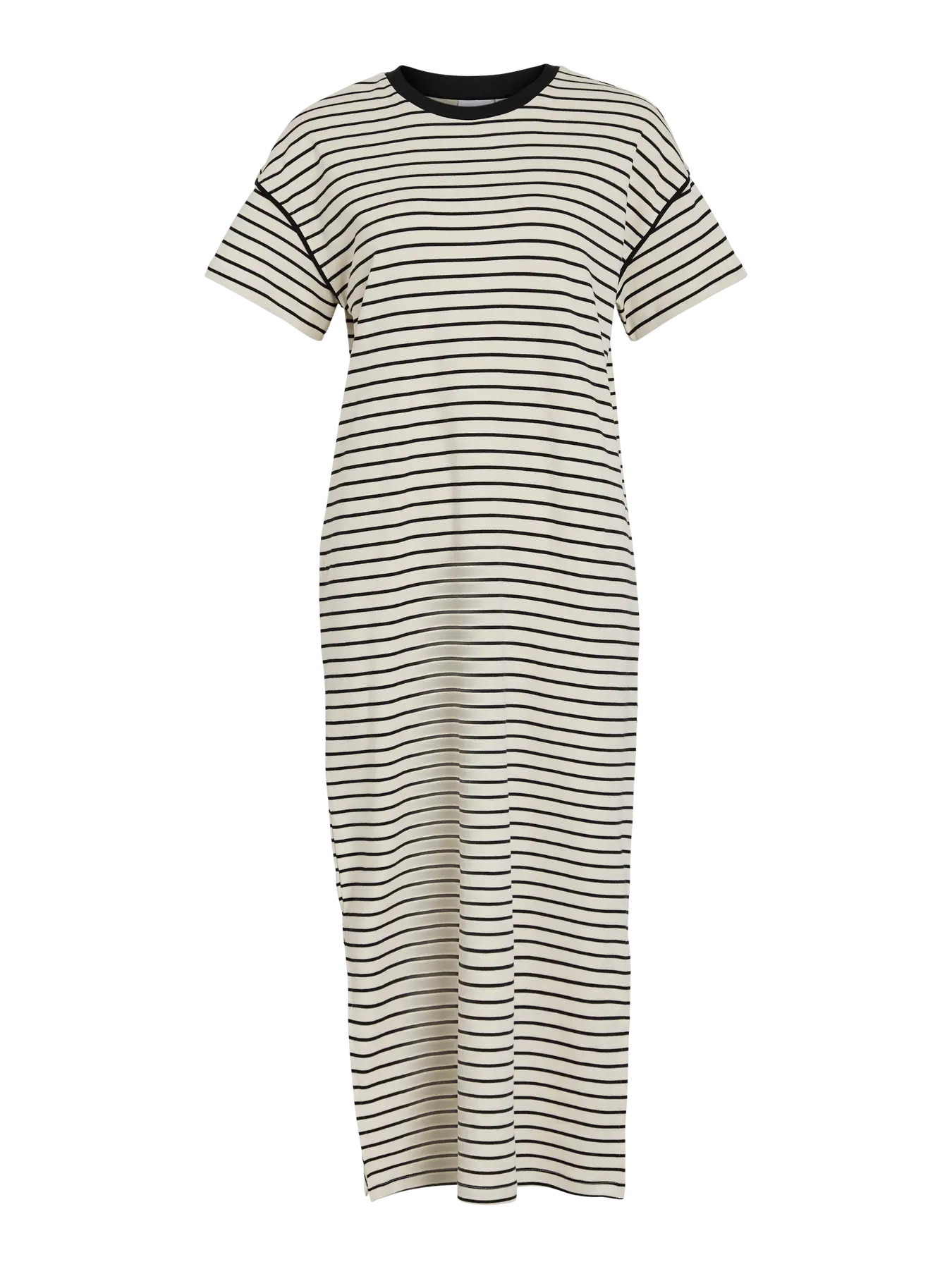 Vestido tipo sudadera rayas negras horizontales vila nueva colección Vila en cotton grey