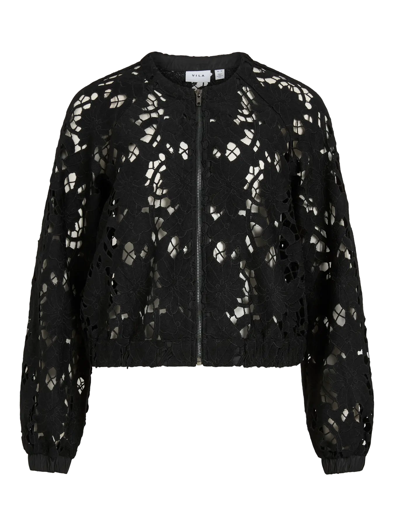 Bomber negra calada cremallera manga larga VILA