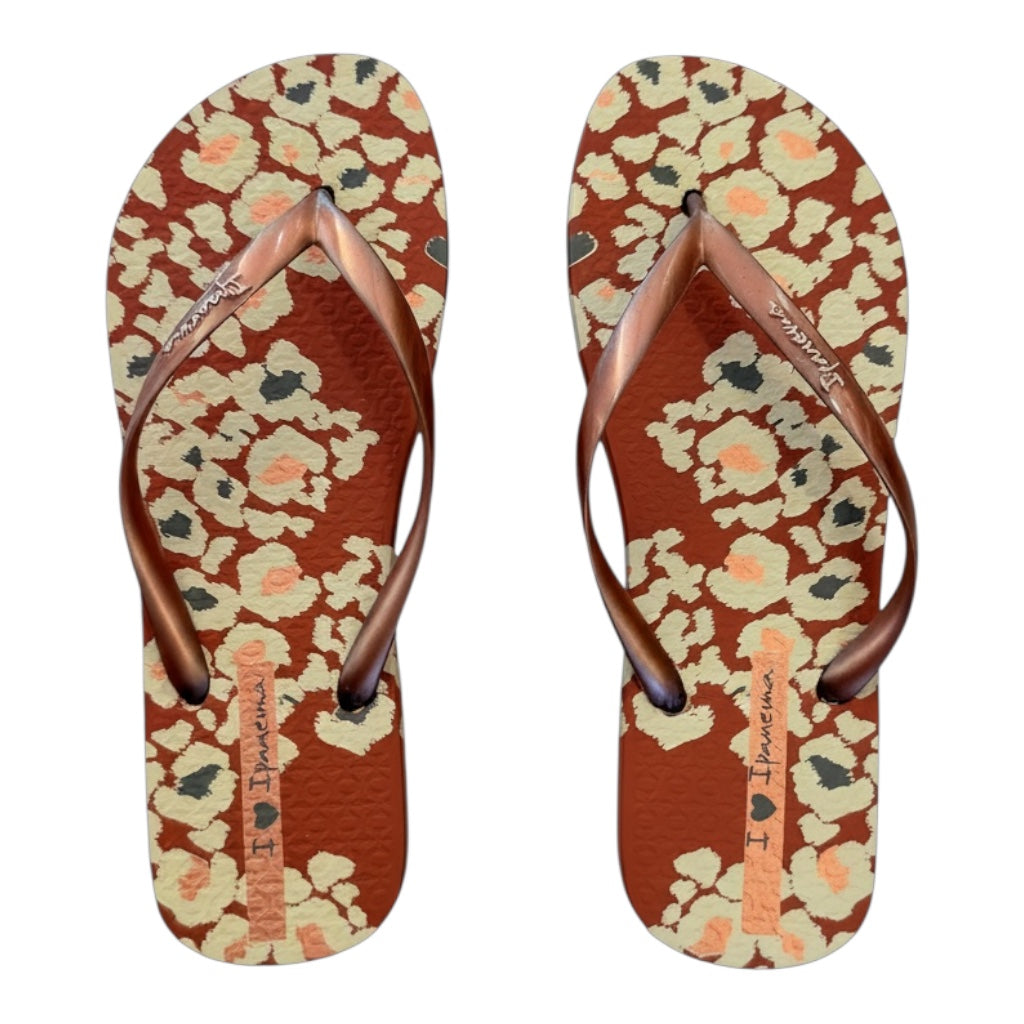 Chanclas playa o piscina Savannah Ipanema estampado marrón mujer