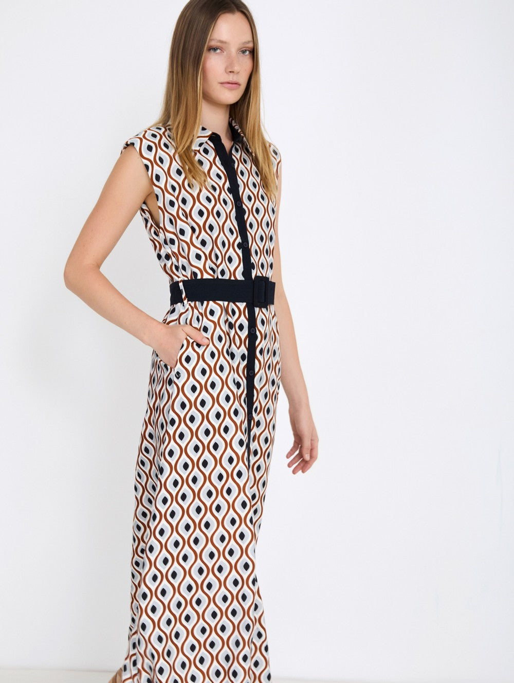 vestido largo camisero estampado retro mujer Skatie