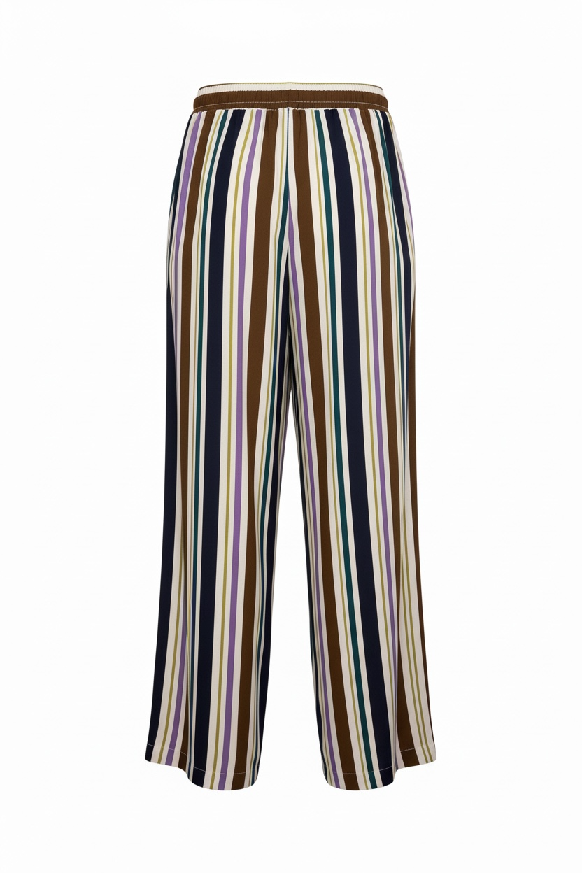 detalle goma en cintura ajustable pantalon fluido a rayaslola espeleta