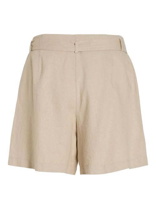 Bermuda fluida beige mujer Vila efecto lino