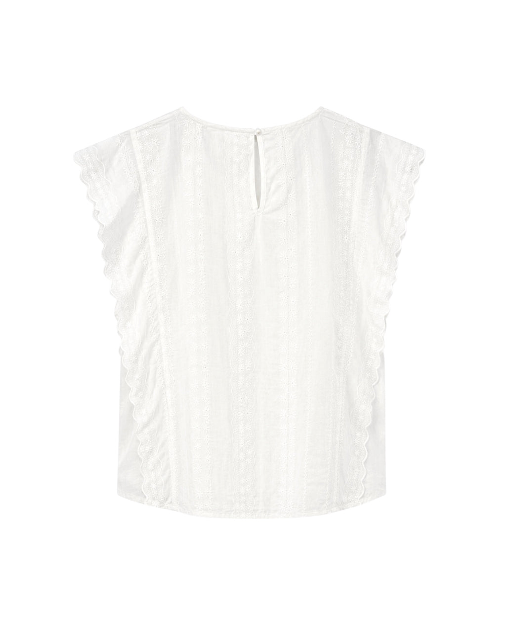 Blusa blanca de mujer con detalles bordados.