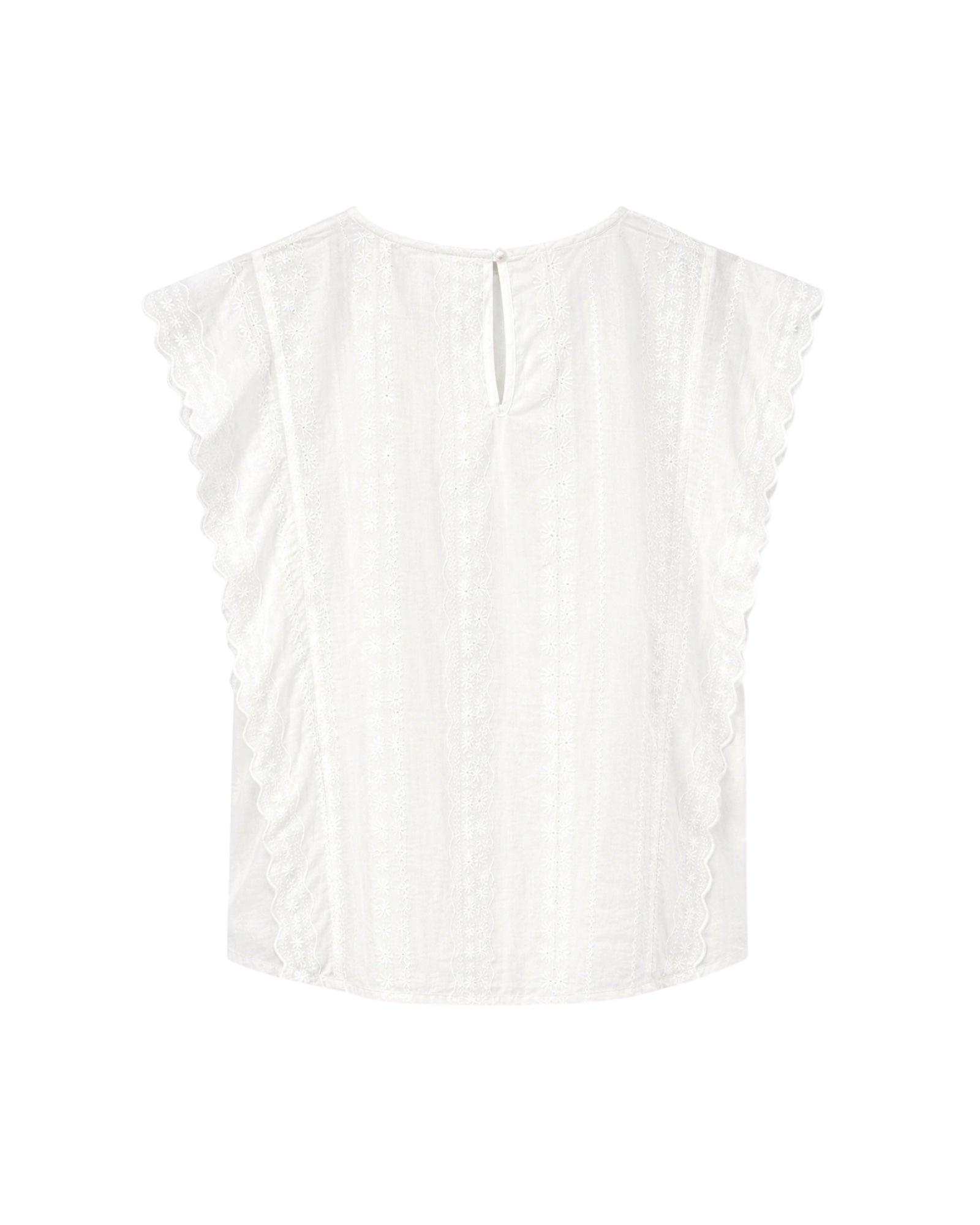 Blusa blanca de mujer con detalles bordados.