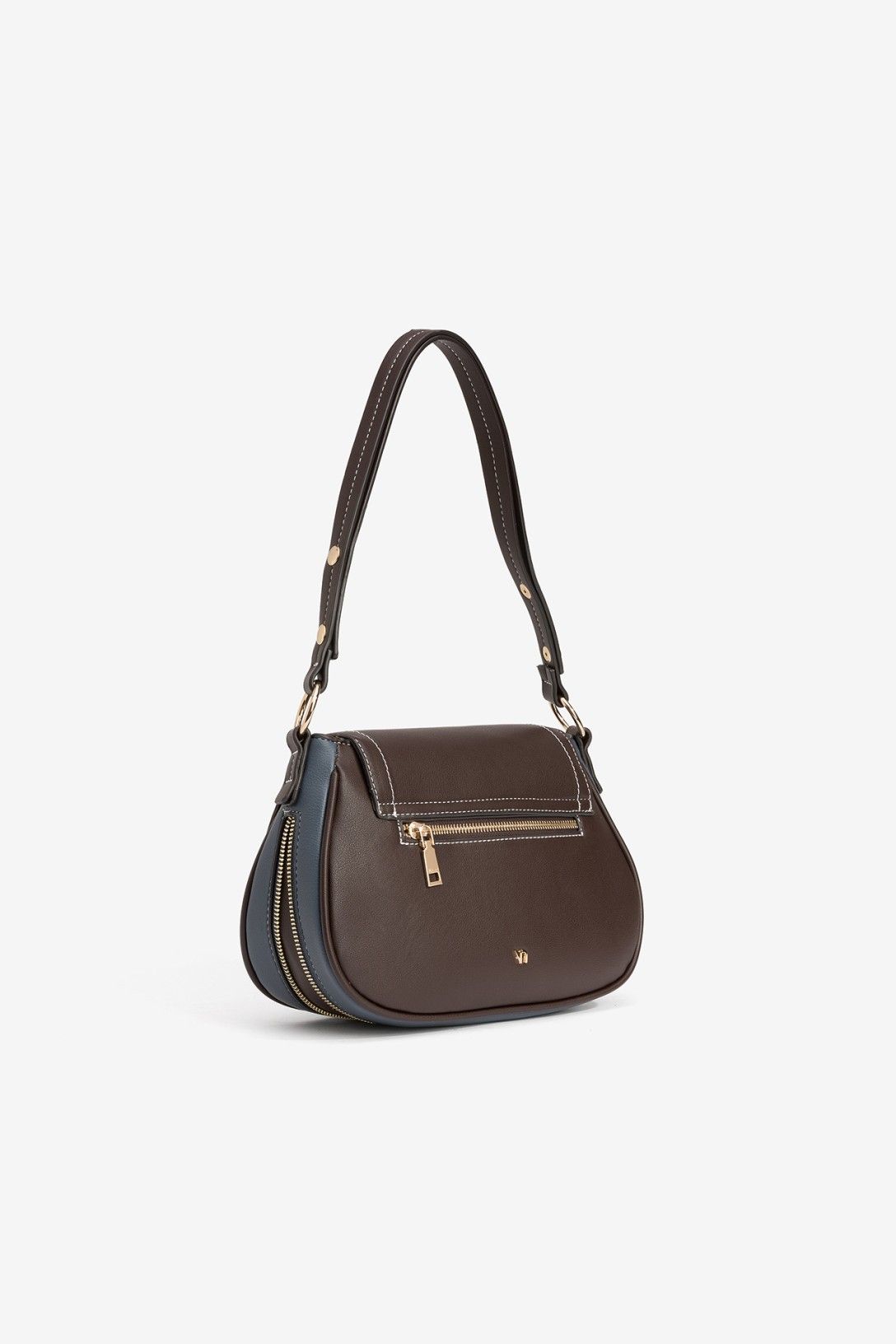 Bolso hombro marrón elegante con asa Vilanova Cotton Grey