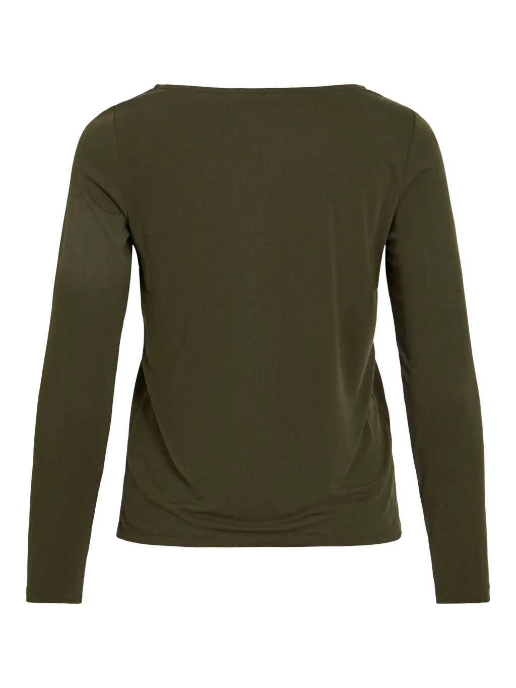 Camiseta verde kaki de mujer de manga larga vista trasera